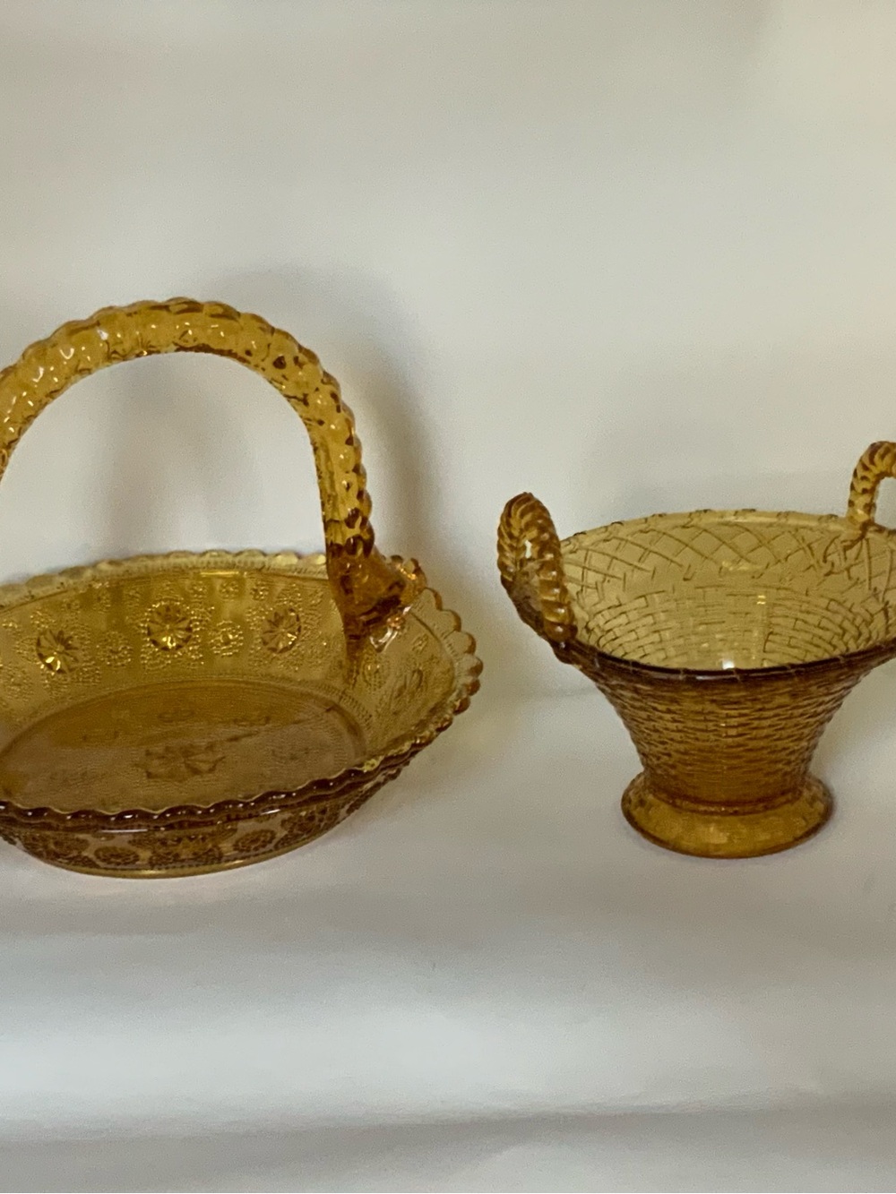 Amber Glass Decorative Basket Set